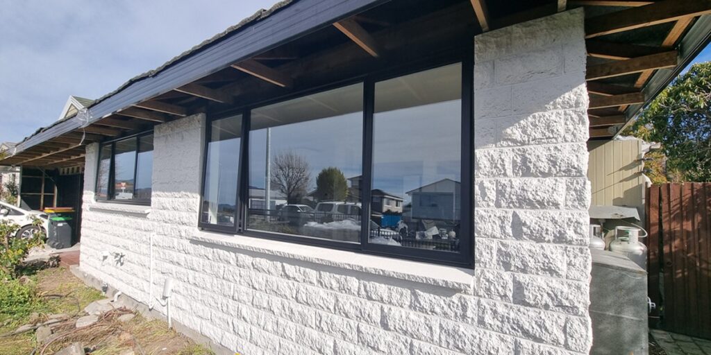 Recoloured aluminium window frames in Christchurch